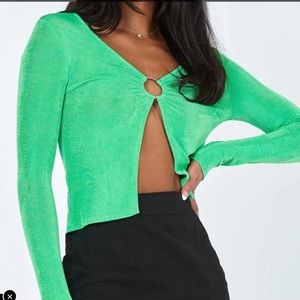 Princess Polly Size 8 Long Sleeve Ember Ring Detail Top